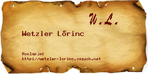Wetzler Lőrinc névjegykártya